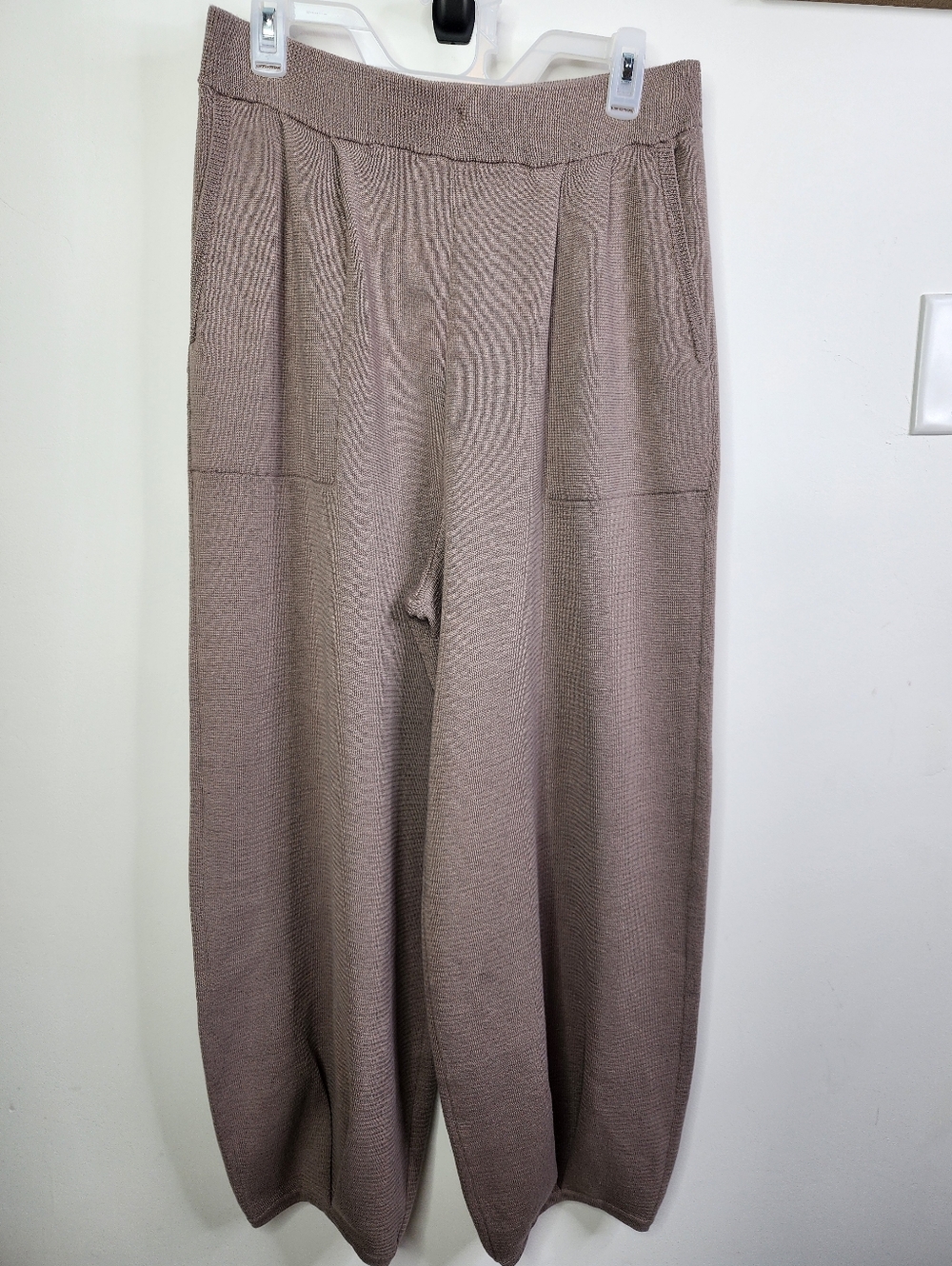 Free People Beach Freya knit barrel leg flowy pants ivory coastal boho XL